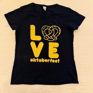 Navy Oktoberfest Pretzel T-Shirt with Yellow Print